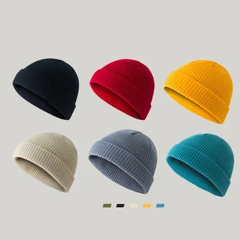 Корейската версия на модни шапки есен-зима, ретро купол, топло къса вълнена шапка Baotou, вязаная капачка, студено шапка, мъжки и дамски шапки
