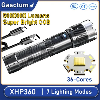 5000000LM XHP360 на Най-мощните led светлини с 7 режима на осветление на КОЧАН, супер ярък тактически фенер с увеличение, аварийно захранване