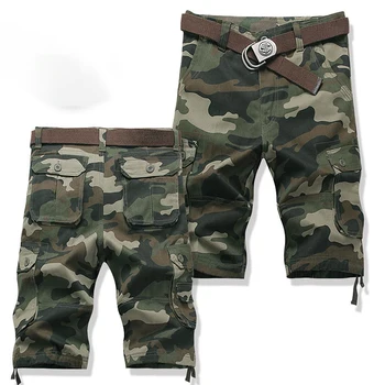 Камуфляжные шорти-карго, мъжки летни ежедневни памучни свободни панталони с много джобове, dr. военни тактически панталони, панталони плюс размер 44