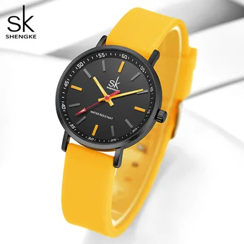 Нови дамски часовник с каишка силикон, спортен дизайн SHENGKE за жени, кварцов часовник SK, оригинални дамски часовници Relogio Feminino