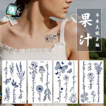 Фалшива татуировка за жени, етикети с татуировка от билков сок, полупостоянные за еднократна употреба водоустойчиви етикети с татуировка във формата на пеперуда, розово, синьо мастило