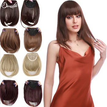 S-noilite, синтетична натурална бретон, режийни коса, черна и Кафява каштаново-червена шнола за коса, ресни, шнола за бретон за жени