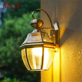 PLLY Ретро Открит на Месинг, с монтиран на стената лампа Водоустойчива IP65, стенни лампи, led осветление за дома, верандата, двора