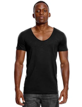 A1962 Ronde Hals T-shirt Voor Mannen Low Cut Diepe V-hals Brede Tee Vee Mannelijke Tshirt Onzichtbare Ondershirt Slim Fit korte