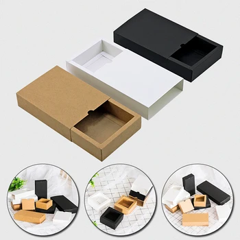 Кутии от крафт-хартия с различни размери 3 цвята Подарък опаковка Картонена кутия на Кутии за опаковки на сапун за ръчно изработени Опаковъчни Материали