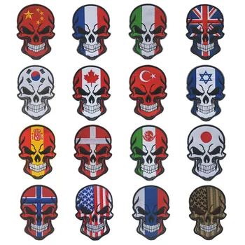Нашивка с черепа, Испания, Русия, САЩ, Израел, Канада Испански Великобритания Турция Франция Иконата на флага Тактическа военна емблемата на Апликация
