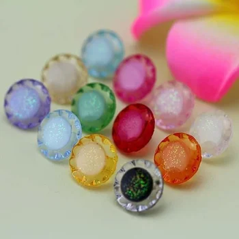 13 mm 50 бр/пакет, акрилни копчета с кристали, мигащи сребърни копчета за детски ризи в ярки цветове