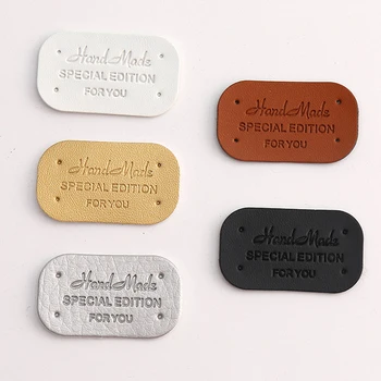 20 броя на Етикети ръчно изработени дрехи с букви, етикети от изкуствена кожа, етикети ръчно изработени шапки 