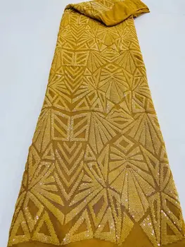 Качествена лейси плат с бродерия на L-1228189 от тюл с пайети за сватбена рокля