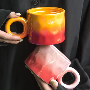 Чаша Nordic INS, лека луксозна керамика кафеена чаша с покритие покритие, висококачествени млечни чаша, чаша за закуска, чаша за следобеден чай