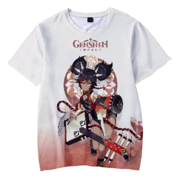 Детска тениска Genshin Xinyan 3D за жени, мъже, момчета и момичета, лятна тениска с къси ръкави за cosplay
