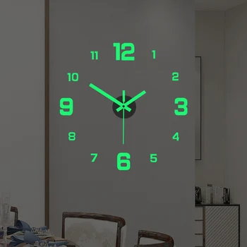 Прости светещи тъпо стенни часовници САМ стерео дигитални стенни часовници Дневна спалня Цифров стикер на стената Часовник Европейски стил Нова