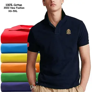 100% Памук от най-Високо качество, Летни Нови Дизайнерски Мъжки Ризи с къси ръкави, Ежедневни Ризи Поло Hommes с къс ръкав, Модни Дрехи, Блузи XS-5XL