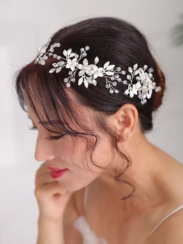 Сватбени Аксесоари за коса-Сребърен шапки Ръчно изработени кристални украшения за коса, блестящи женски украса, сватбен перука