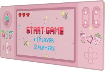 Розова Подложка за мишка Start Game XL Разширено Подложка за мишка Настолен Мат Дълги Нескользящие Гумени Подложки за мишки с Прошитыми Ръбове Playmat 31,5x11,8 инча