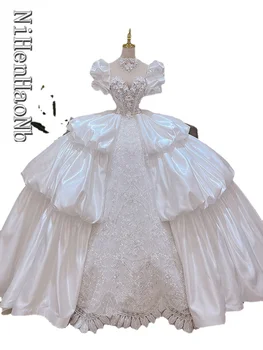 2023 Нова Луксозна Сватбена рокля с Влак, бална рокля за младоженци, Vestido De Noiva