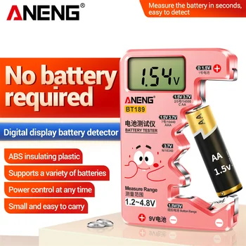 Тестери за батерии с LCD дисплей ANENG BT189, универсален тестер за батерии за тласък елементи AA AAA D N 9V, тестер за зареждане на батерията, Инструменти