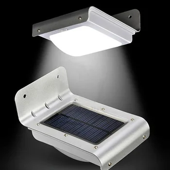 SANHOOII 16 LED Осветление на слънчева енергия от алуминиева сплав, сензор за движение, градинска лампа IP65, водоустойчив външен стенен монтаж, лампа за пътеки