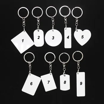 DIY Двете алуминиеви празни ключодържатели във формата на кръгла сърцето и на правоъгълник, етикети за кучета и Котки, ключодържатели за гореща трансферной печат, аксесоар