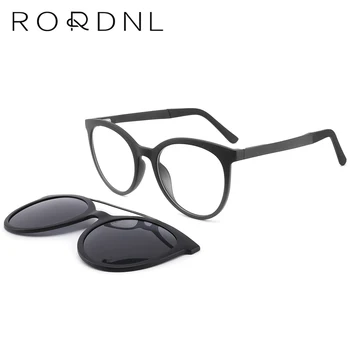 Поляризирани кръгли слънчеви очила с магнитна клипсой за мъже UV400, реколта дамски слънчеви очила на едро, слънчеви очила ретро TR90