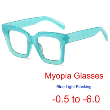 Модни квадратни очила за късогледство, дамски дизайнерски луксозни Компютърни очила със синя светлина, лятна свежа зелена дограма UV400