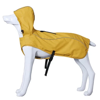 Дъждобран за кучета със средни размери, мека дъждобран за кучета от изкуствена кожа, отразяваща регулируема качулка, водоустойчив дрехи за домашни любимци, за хрътки хъски