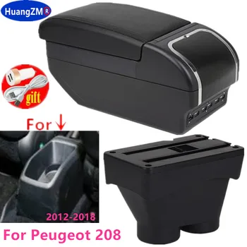 За Peugeot 208 Подлакътник Скоростна 2012-2018 Двуслойни увеличава Зареждане чрез USB Централна Конзола За Съхранение на Кола Украса Accessories15 16