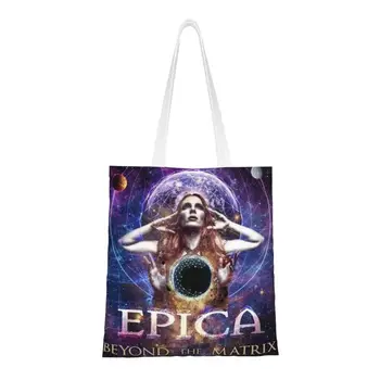Обичай холщовые чанти за пазаруване на холандската готик рок-група Epicas, дамски чанти за многократна употреба за пазаруване в магазини за хранителни стоки