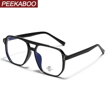 Очила Peekaboo double bridge tr90, сини светозащитные женски прозрачни лещи, компютърни квадратни очила в мъжки прозрачна черна рамка