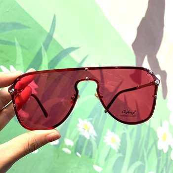 Луксозни Маркови очила, Овални Нюанси на Червено-Зелени Слънчеви Очила За Жени И Мъже С тъмни защитни лещи Мода 2020 Слънчеви Очила Квадратна форма