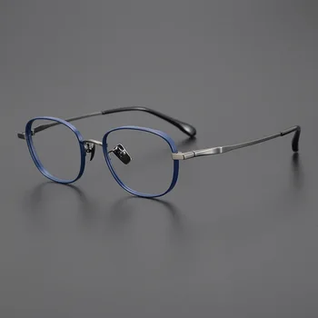 Рамки за очила за четене с пресбиопия в ретро стил от чист титан за мъже, оптични очила със защита от надраскване, vintage слънчеви очила по рецепта за жени