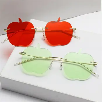 Сувенири, за партита, сватбен костюм, Прозрачни Модерни слънчеви очила без рамки със защита от UV400, слънчеви очила във формата на ябълка, очила