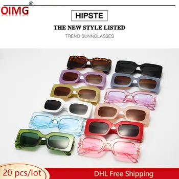 20 броя на едро, Реколта слънчеви очила в малка квадратна рамка, дамски летни слънчеви очила в ретро стил, Модни нюанси, женски улични очила 9092