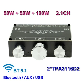50 w + 50 W + 100 W Bluetooth TPA3116 Такса за Цифрово аудио Усилвател на мощност Субуфер Клас D Hi-Fi Стерео TPA3116D2 AUX USB Мини УСИЛВАТЕЛ