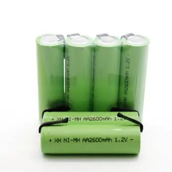 1.2 AA акумулаторна батерия, 2600 mah NI-MH клетки на зелен цвят във формата на миди със заваръчни первази за електрически самобръсначки Philips, четка за зъби