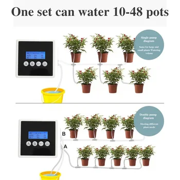 Интелигентен двойна помпа за капково напояване, система таймер, водна помпа, автоматичен контролер за напояване на градински растения, поливочное устройство