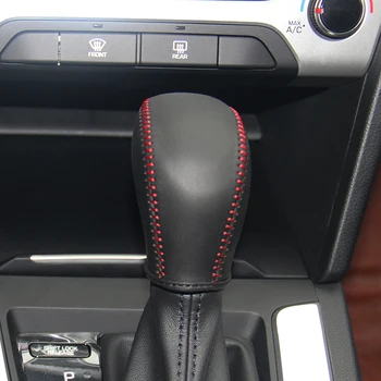 На горния капак, дръжки за превключване на предавките от естествена кожа за Hyundai Elantra AT Case нпк cpr калъф за дръжка на скоростния дръжка cpt car