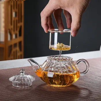 Стъклен Чайник 240 мл Прозрачен Филтър От устойчиви на топлина Стъкло, Ароматизирани Чайник За Чай Кунг-Фу, Чай Комплект За Церемонията, Китайски Кухненски Принадлежности