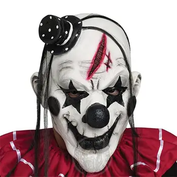 Луксозна ужасна маска на клоун от Латекс за възрастни, грозна маска за Хелоуин, бяла коса, костюм на клоун убиец на Хелоуин маска за лице, парти