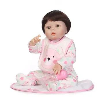 NPKCOLLECTION 55 см Мека Силиконова Реалистична новородено момиче с прекрасна дрехи Bebes Reborn Menina Reborn Бебето Кукла Играчки за Момичета