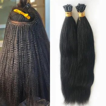Косата Yaki Straight Microlink I Tip От Човешка Коса Virgin Micro Loop Ring Hair 10-30 инча(а) а) Груби Косми Yaki За Жени