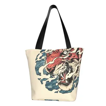 Тора, японската татуировка тигър, холщовые чанти за пазаруване, дамски чанти, за пазаруване, японски самурай, Те Хання, чанти за пазаруване с принтом демон