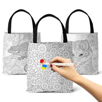 Холщовая чанта за лаптоп, цветна дръжка, дългогодишна продукта чанта за пазаруване, подарък за Ден за защита на децата, на слънчогледа и детелина