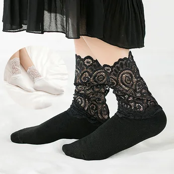 Нови секси ретро дантелени дишащи дамски чорапи с цветна мрежа за момичета, удобни ластични модни дамски мрежести, прозрачни къси чорапи до глезените